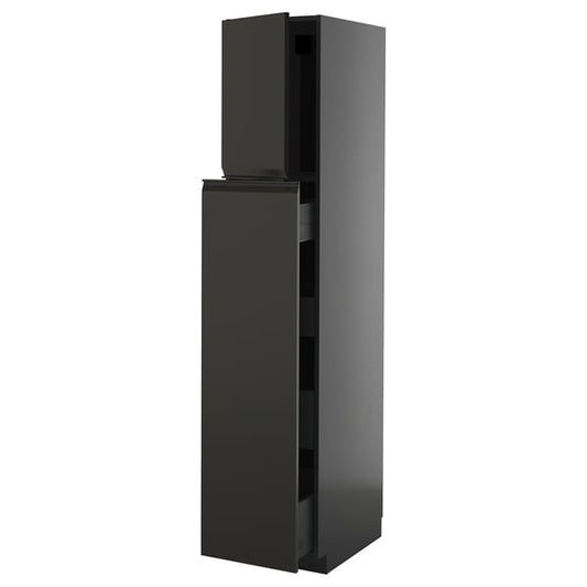 METOD / KNIVSHULT - METOD / KNIVSHULT Hc w p-o func 1dr/4drw, black-grey/Upplöv matt anthracite, 40x60x200 cm