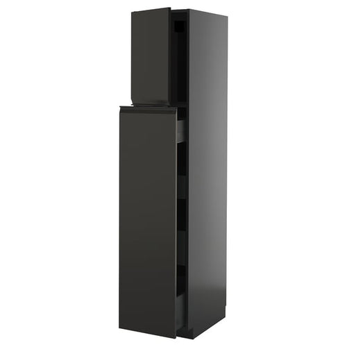 METOD / KNIVSHULT - METOD / KNIVSHULT Hc w p-o func 1dr/4drw, black-grey/Upplöv matt anthracite, 40x60x200 cm