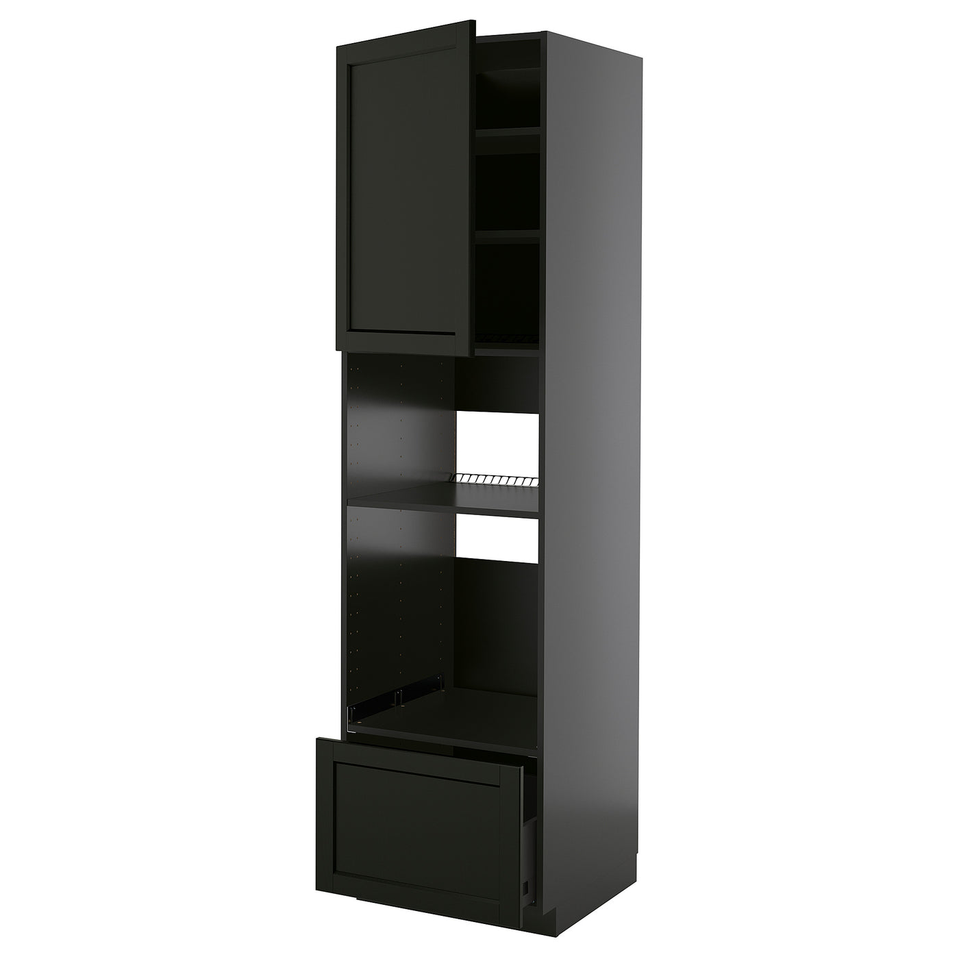 METOD / KNIVSHULT high cabinet f built-in appliances, black-grey/Lerhyttan black stained, 60x60x220 cm