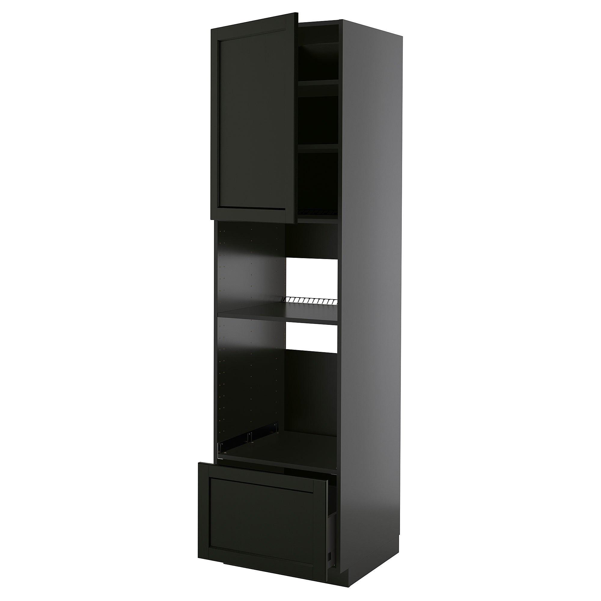METOD / KNIVSHULT high cabinet f built-in appliances, black-grey/Lerhyttan black stained, 60x60x220 cm