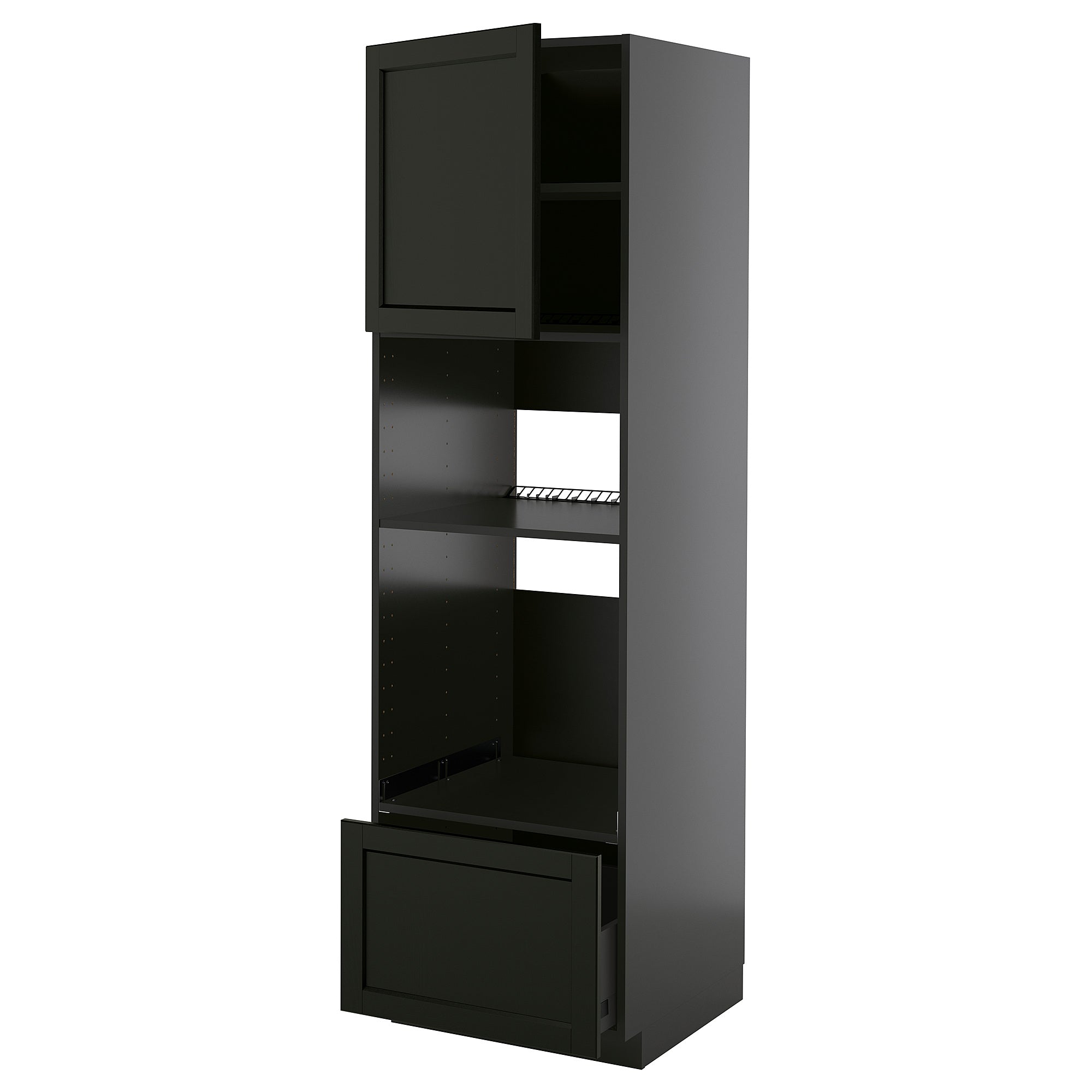 METOD / KNIVSHULT high cabinet f built-in appliances, black-grey/Lerhyttan black stained, 60x60x200 cm