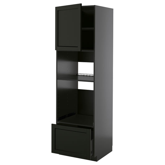 METOD / KNIVSHULT high cabinet f built-in appliances, black-grey/Lerhyttan black stained, 60x60x200 cm