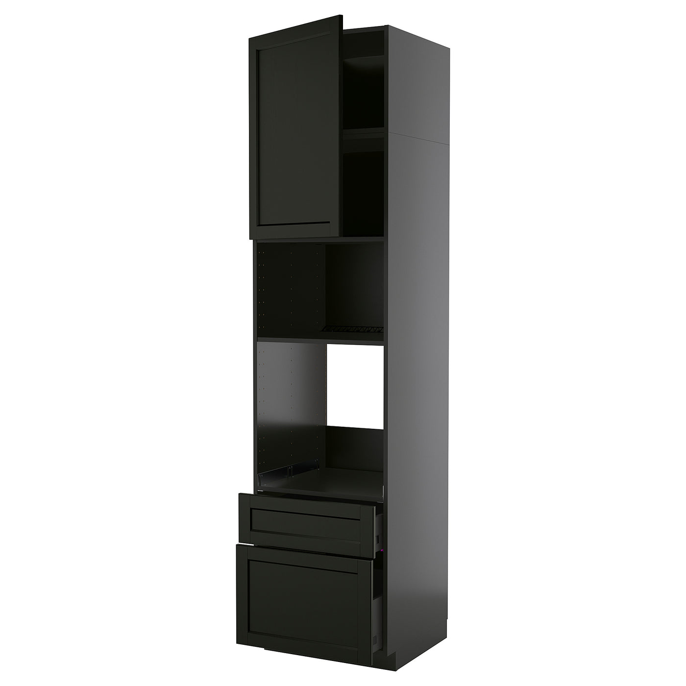 METOD / KNIVSHULT high cabinet f built-in appliances, black-grey/Lerhyttan black stained, 60x60x240 cm
