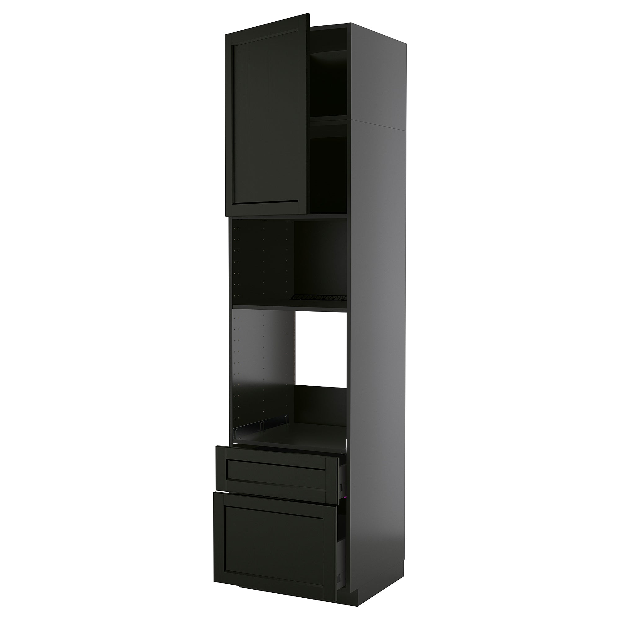 METOD / KNIVSHULT high cabinet f built-in appliances, black-grey/Lerhyttan black stained, 60x60x240 cm