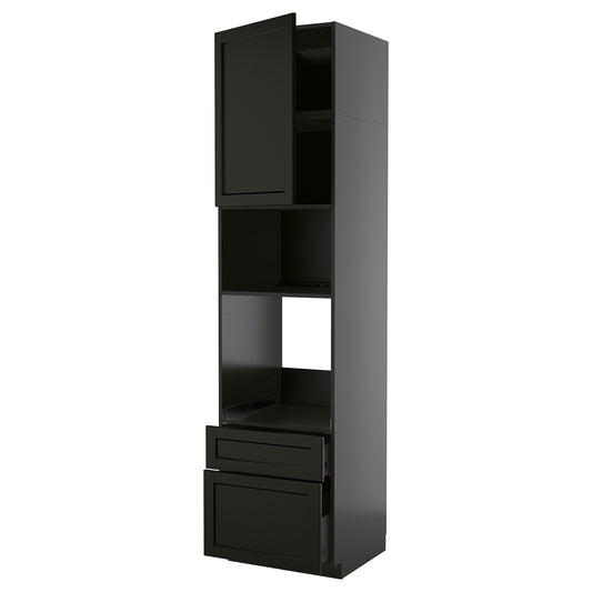 METOD / KNIVSHULT high cabinet f built-in appliances, black-grey/Lerhyttan black stained, 60x60x240 cm