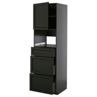 METOD / KNIVSHULT high cabinet f built-in appliances, black-grey/Lerhyttan black stained, 60x60x200 cm
