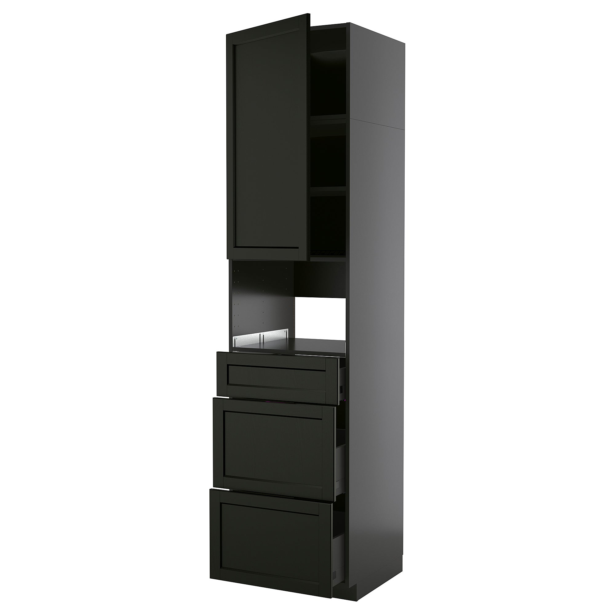 METOD / KNIVSHULT high cabinet f built-in appliances, black-grey/Lerhyttan black stained, 60x60x240 cm