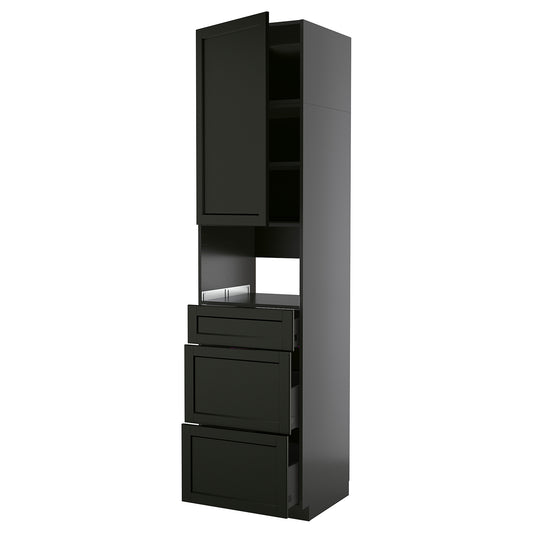 METOD / KNIVSHULT high cabinet f built-in appliances, black-grey/Lerhyttan black stained, 60x60x240 cm