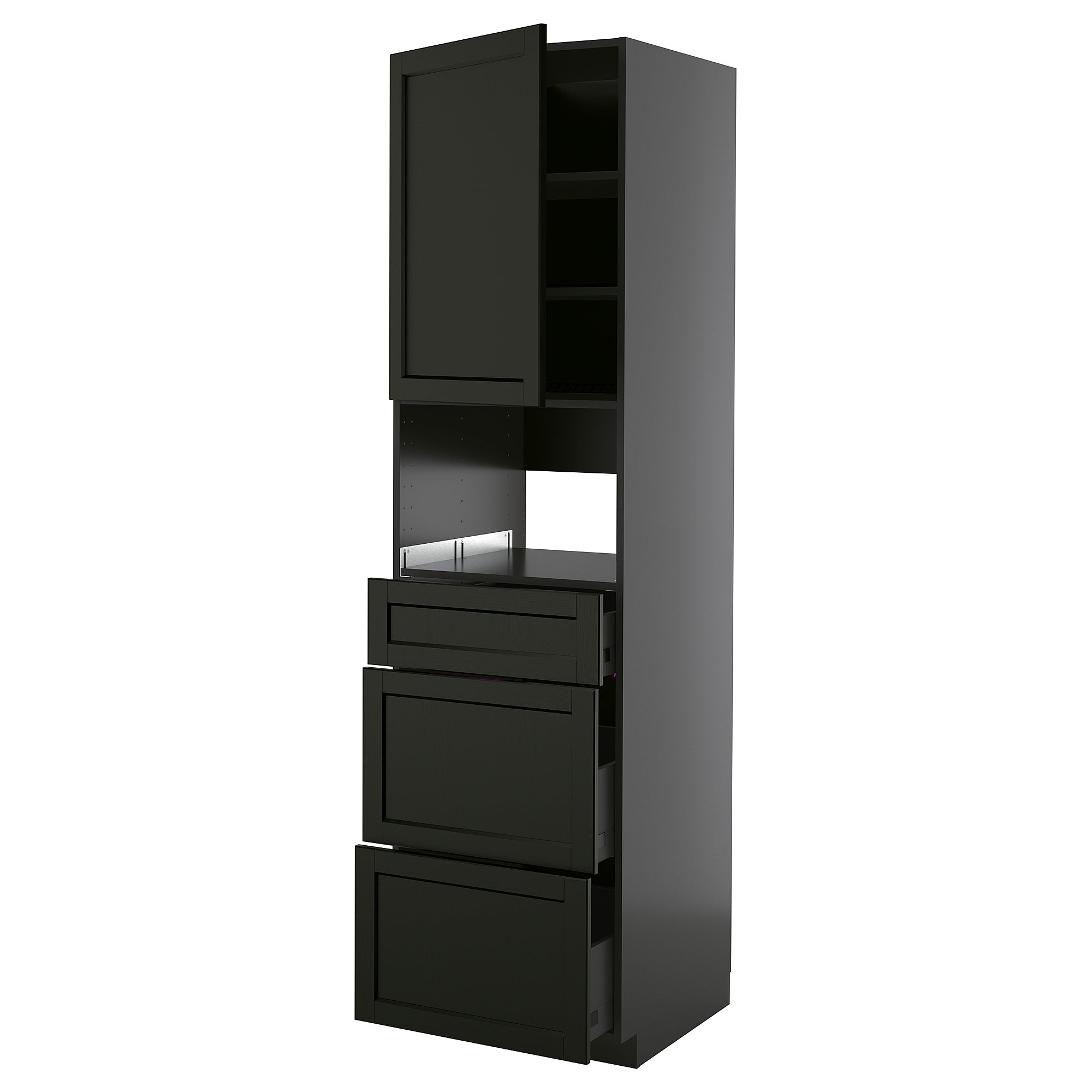 METOD / KNIVSHULT high cabinet f built-in appliances, black-grey/Lerhyttan black stained, 60x60x220 cm
