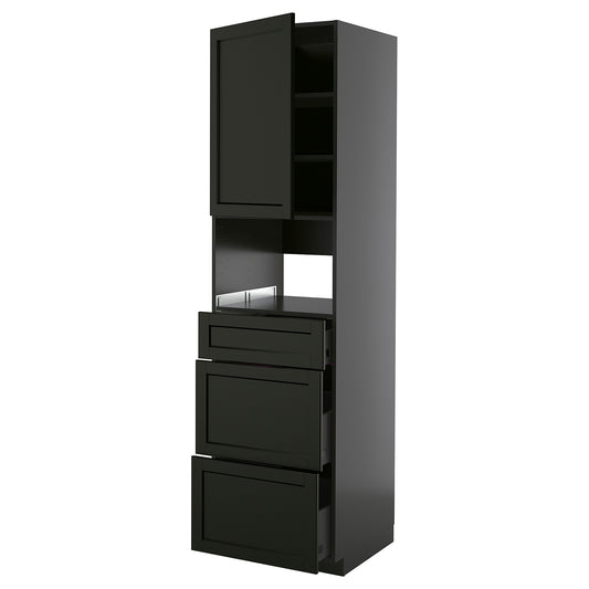 METOD / KNIVSHULT high cabinet f built-in appliances, black-grey/Lerhyttan black stained, 60x60x220 cm
