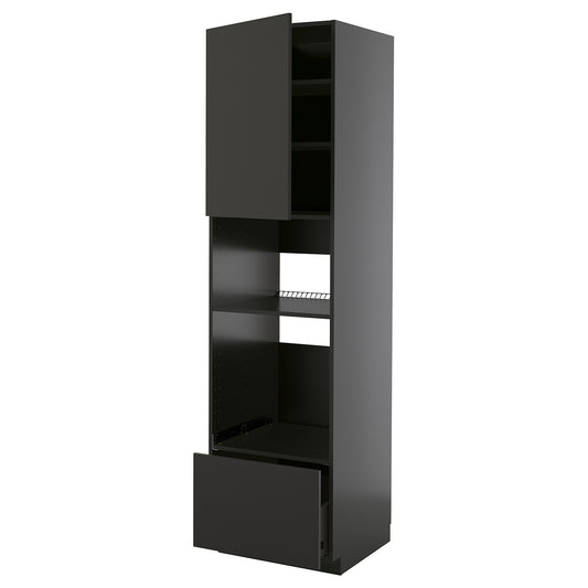 METOD / KNIVSHULT high cabinet f built-in appliances, black-grey/Nickebo matt anthracite, 60x60x220 cm