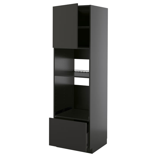 METOD / KNIVSHULT high cabinet f built-in appliances, black-grey/Nickebo matt anthracite, 60x60x200 cm