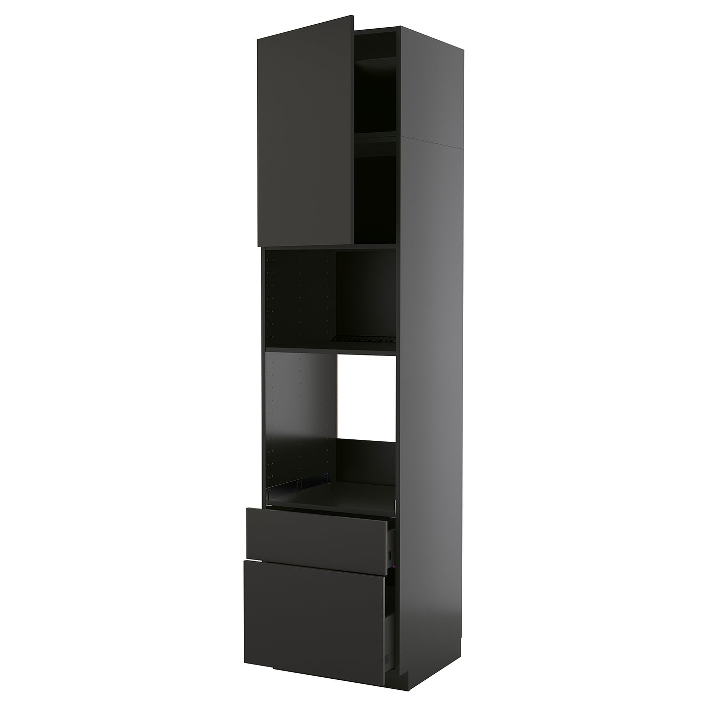 METOD / KNIVSHULT high cabinet f built-in appliances, black-grey/Nickebo matt anthracite, 60x60x240 cm