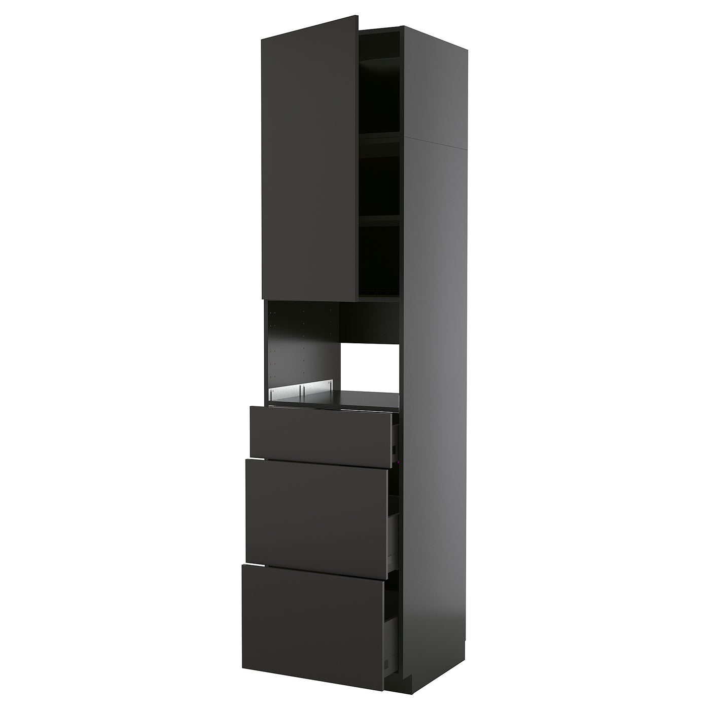 METOD / KNIVSHULT high cabinet f built-in appliances, black-grey/Nickebo matt anthracite, 60x60x240 cm