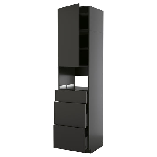 METOD / KNIVSHULT high cabinet f built-in appliances, black-grey/Nickebo matt anthracite, 60x60x240 cm