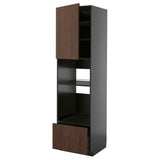 METOD / KNIVSHULT high cabinet f built-in appliances, black-grey/Sinarp brown, 60x60x220 cm