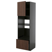 METOD / KNIVSHULT high cabinet f built-in appliances, black-grey/Sinarp brown, 60x60x200 cm