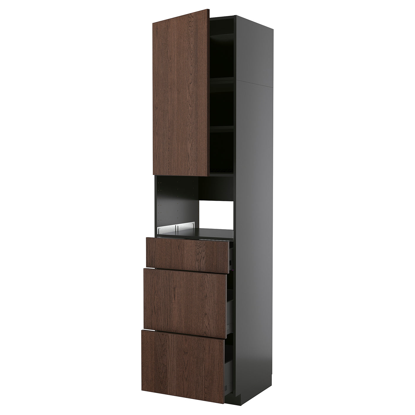 METOD / KNIVSHULT high cabinet f built-in appliances, black-grey/Sinarp brown, 60x60x240 cm