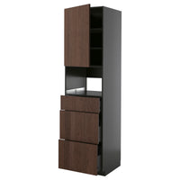METOD / KNIVSHULT high cabinet f built-in appliances, black-grey/Sinarp brown, 60x60x220 cm