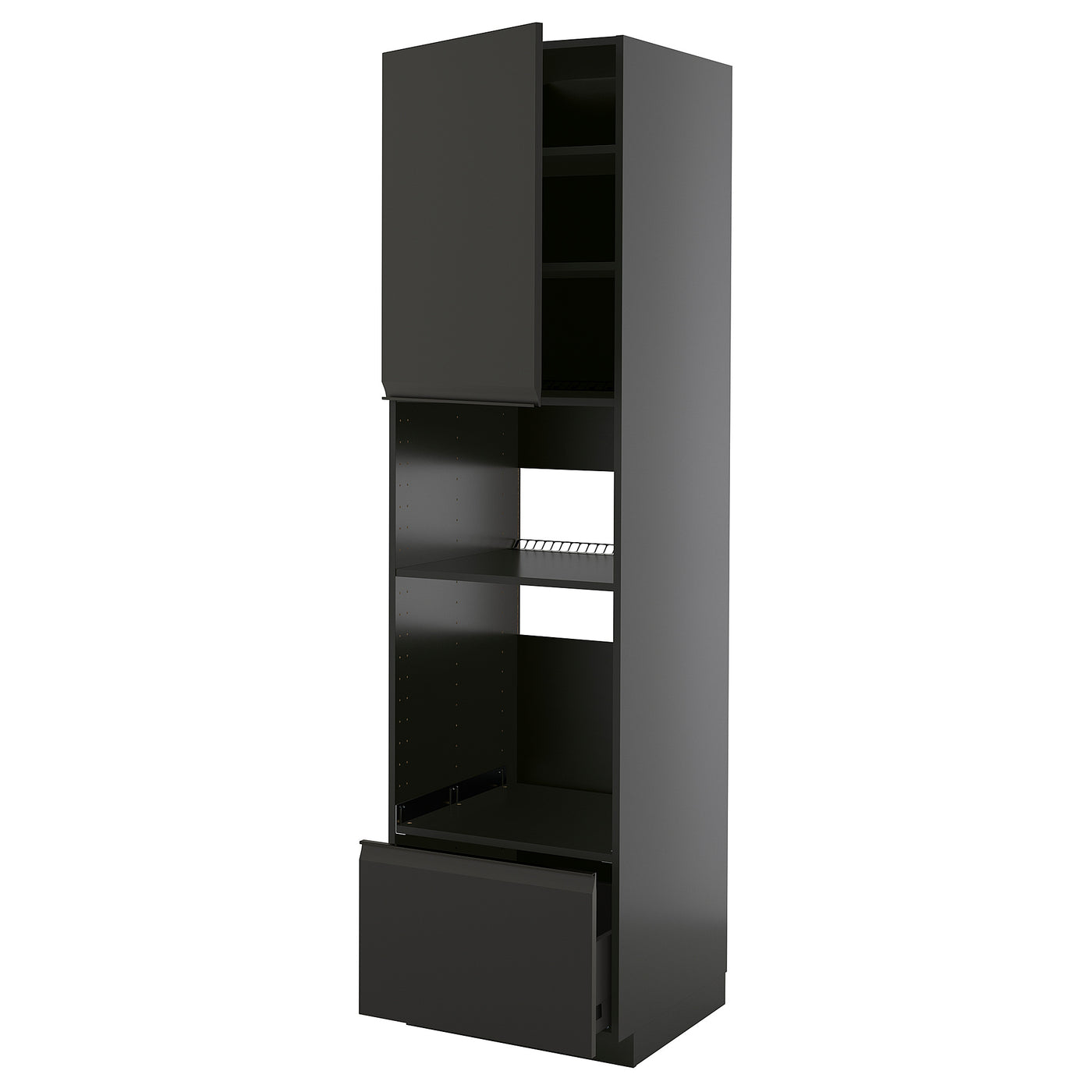 METOD / KNIVSHULT high cabinet f built-in appliances, black-grey/Upplöv matt anthracite, 60x60x220 cm