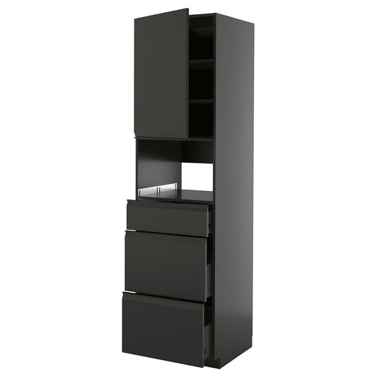 METOD / KNIVSHULT high cabinet f built-in appliances, black-grey/Upplöv matt anthracite, 60x60x220 cm