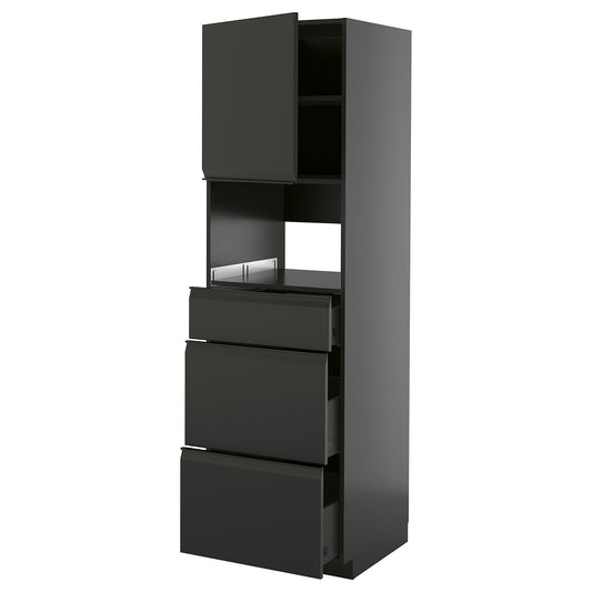 METOD / KNIVSHULT high cabinet f built-in appliances, black-grey/Upplöv matt anthracite, 60x60x200 cm