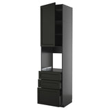 METOD / KNIVSHULT high cab f oven w door/3 drawers, black-grey/Lerhyttan black stained, 60x60x240 cm