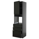 METOD / KNIVSHULT high cab f oven w door/3 drawers, black-grey/Lerhyttan black stained, 60x60x220 cm