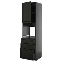 METOD / KNIVSHULT high cab f oven w door/3 drawers, black-grey/Lerhyttan black stained, 60x60x220 cm
