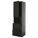 METOD / KNIVSHULT hi cab f micro w door/2 drawers, black-grey/Lerhyttan black stained, 60x60x220 cm