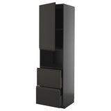 METOD / KNIVSHULT hi cab f micro w door/2 drawers, black-grey/Upplöv matt anthracite, 60x60x220 cm