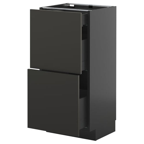 METOD / KNIVSHULT - METOD / KNIVSHULT Base cab with 2 fronts/3 drawers, black-grey/Nickebo matt anthracite, 40x37 cm