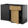 METOD / KNIVSHULT - METOD / KNIVSHULT Corner base cab w drawer and shelf, black-grey/Voxtorp oak effect, 128x68 cm