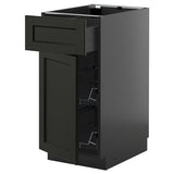 METOD / KNIVSHULT base cab w wire basket/drawer/door, black-grey/Lerhyttan black stained, 40x60 cm