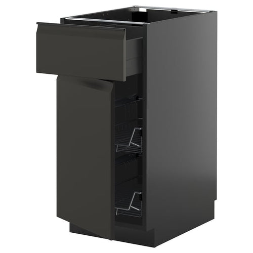 METOD / KNIVSHULT - METOD / KNIVSHULT Base cab w wire basket/drawer/door, black-grey/Upplöv matt anthracite, 40x60 cm