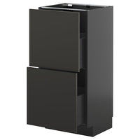 METOD / KNIVSHULT base cabinet with 2 drawers, black-grey/Nickebo matt anthracite, 40x37 cm