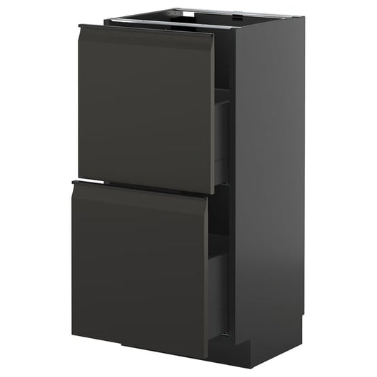 METOD / KNIVSHULT - METOD / KNIVSHULT Base cabinet with 2 drawers, black-grey/Upplöv matt anthracite, 40x37 cm