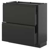 METOD / KNIVSHULT base cabinet with 2 drawers, black-grey/Upplöv matt anthracite, 80x37 cm