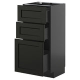 METOD / KNIVSHULT base cabinet with 3 drawers, black-grey/Lerhyttan black stained, 40x37 cm