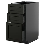 METOD / KNIVSHULT base cabinet with 3 drawers, black-grey/Lerhyttan black stained, 40x60 cm
