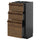 METOD / KNIVSHULT base cabinet with 3 drawers, black-grey/Stensta dark brown ash veneer, 40x37 cm