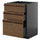 METOD / KNIVSHULT base cabinet with 3 drawers, black-grey/Stensta dark brown ash veneer, 60x60 cm