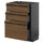 METOD / KNIVSHULT base cabinet with 3 drawers, black-grey/Stensta dark brown ash veneer, 60x37 cm