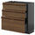 METOD / KNIVSHULT base cabinet with 3 drawers, black-grey/Stensta dark brown ash veneer, 80x37 cm