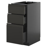 METOD / KNIVSHULT base cabinet with 3 drawers, black-grey/Upplöv matt anthracite, 40x60 cm