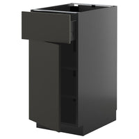 METOD / KNIVSHULT base cabinet with drawer/door, black-grey/Nickebo matt anthracite, 40x60 cm
