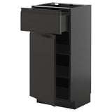 METOD / KNIVSHULT base cabinet with drawer/door, black-grey/Upplöv matt anthracite, 40x37 cm