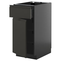 METOD / KNIVSHULT base cabinet with drawer/door, black-grey/Upplöv matt anthracite, 40x60 cm