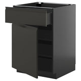 METOD / KNIVSHULT base cabinet with drawer/door, black-grey/Upplöv matt anthracite, 60x60 cm