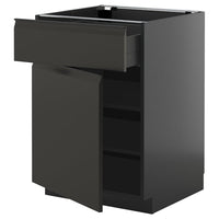 METOD / KNIVSHULT base cabinet with drawer/door, black-grey/Upplöv matt anthracite, 60x60 cm